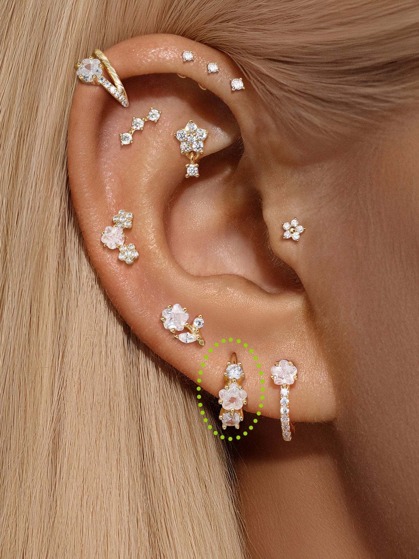 S925 Cherry Blossom Zirconia Flower Hoop Earrings-Olarajewelry