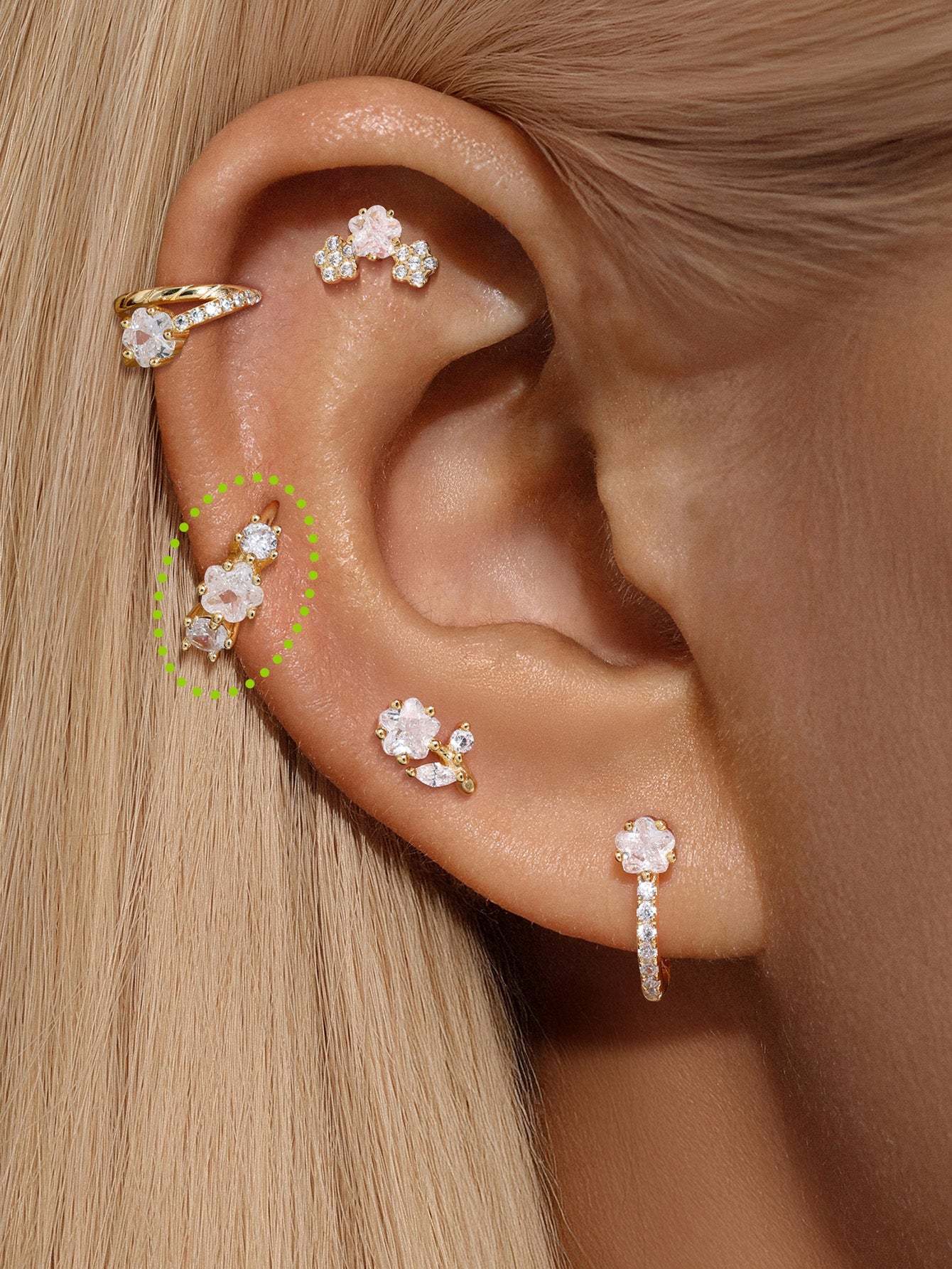 S925 Cherry Blossom Zirconia Flower Hoop Earrings-Olarajewelry