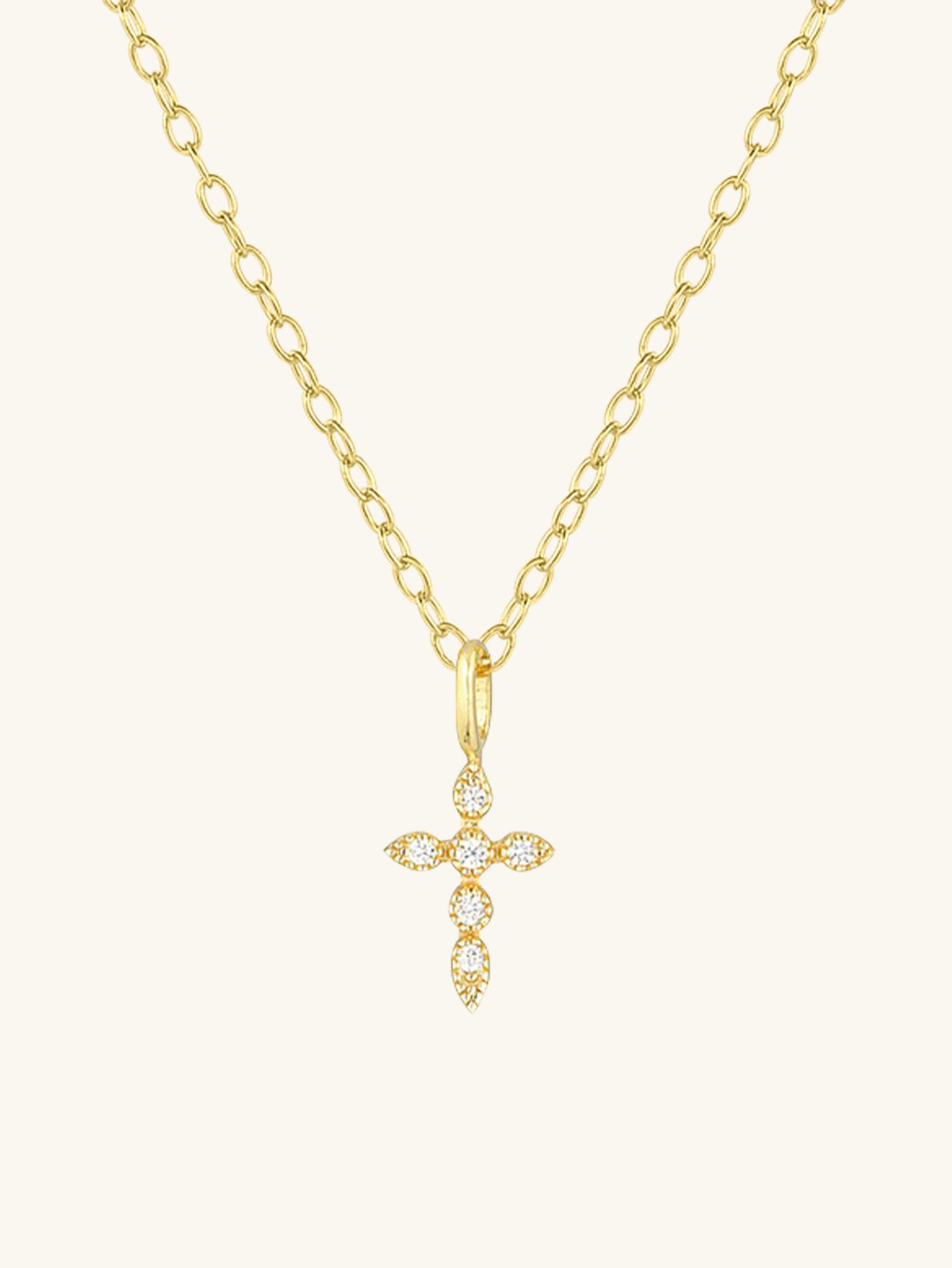 Olara S925 Sterling Silver Cross-shaped Set Zircon Necklace-Olarajewelry