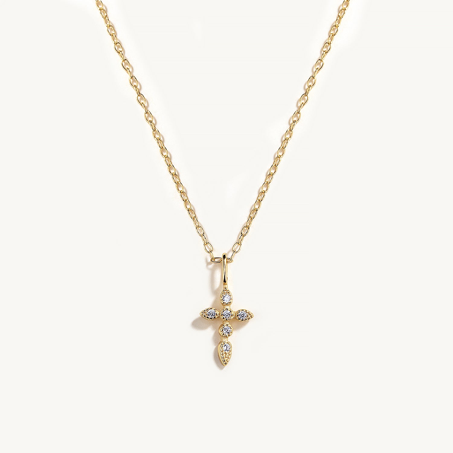 Olara S925 Sterling Silver Cross-shaped Set Zircon Necklace-Olarajewelry