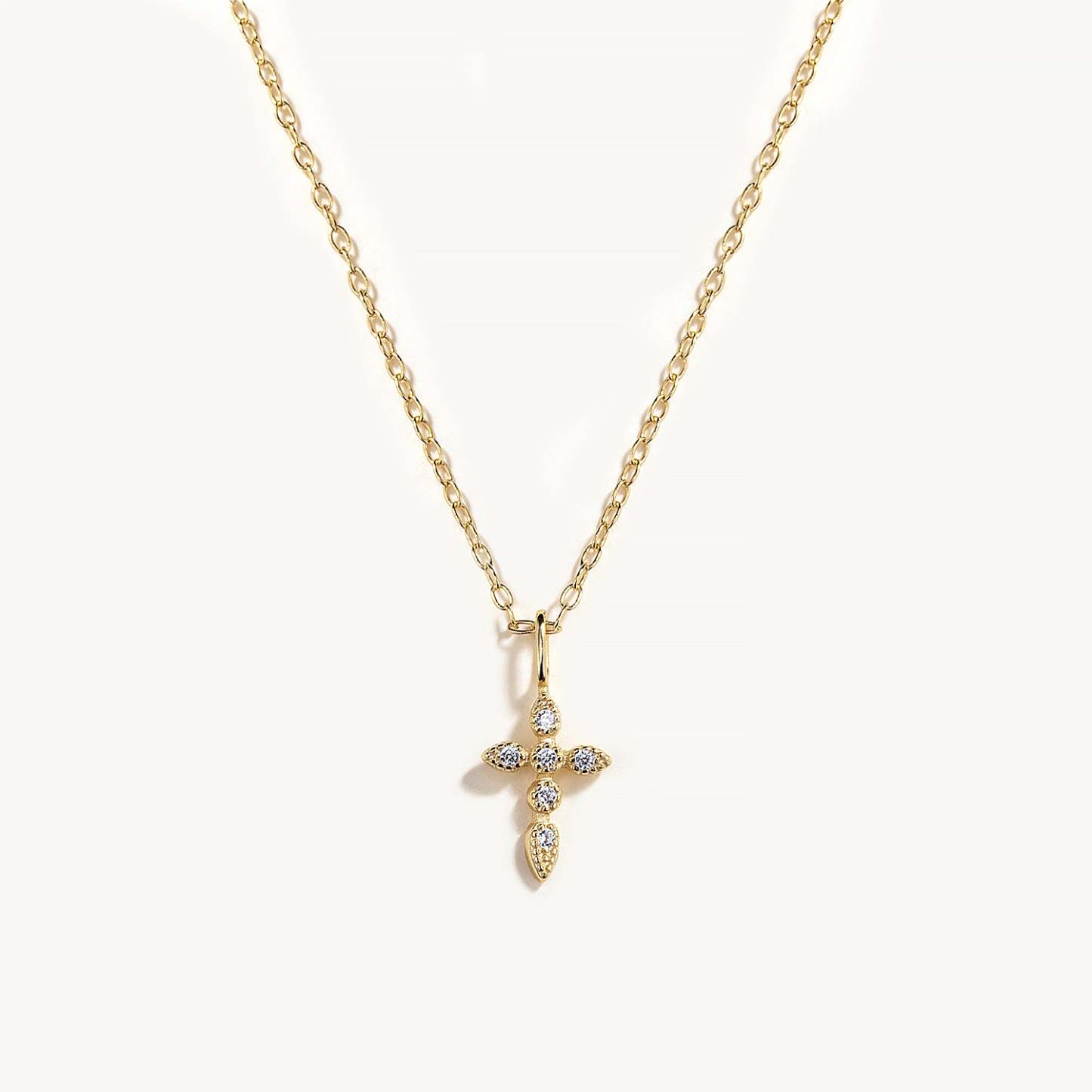 Olara S925 Sterling Silver Cross-shaped Set Zircon Necklace-Olarajewelry