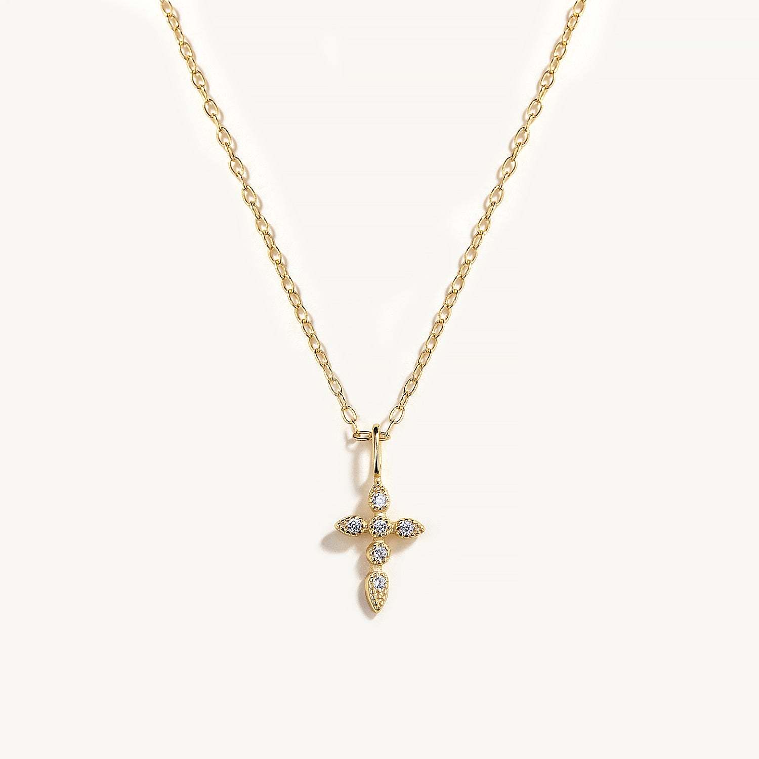 Olara S925 Sterling Silver Cross-shaped Set Zircon Necklace-Olarajewelry