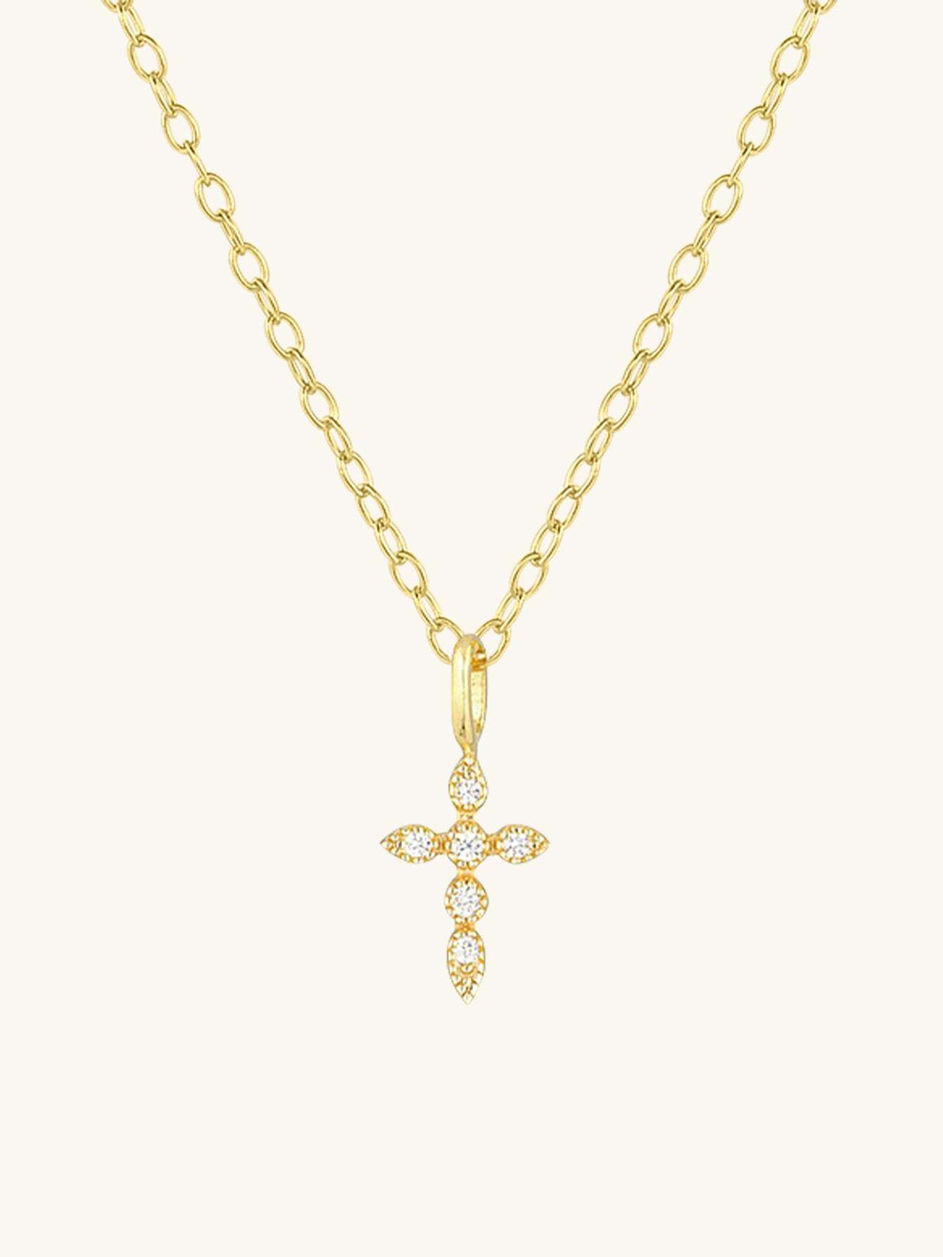 Olara S925 Sterling Silver Cross-shaped Set Zircon Necklace-Olarajewelry