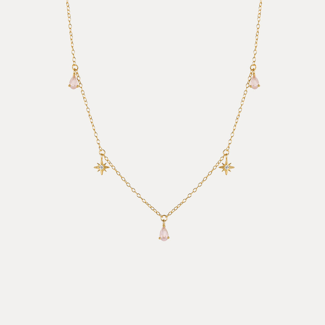 Olara Pink Zircon Anise Star Necklace-Olarajewelry