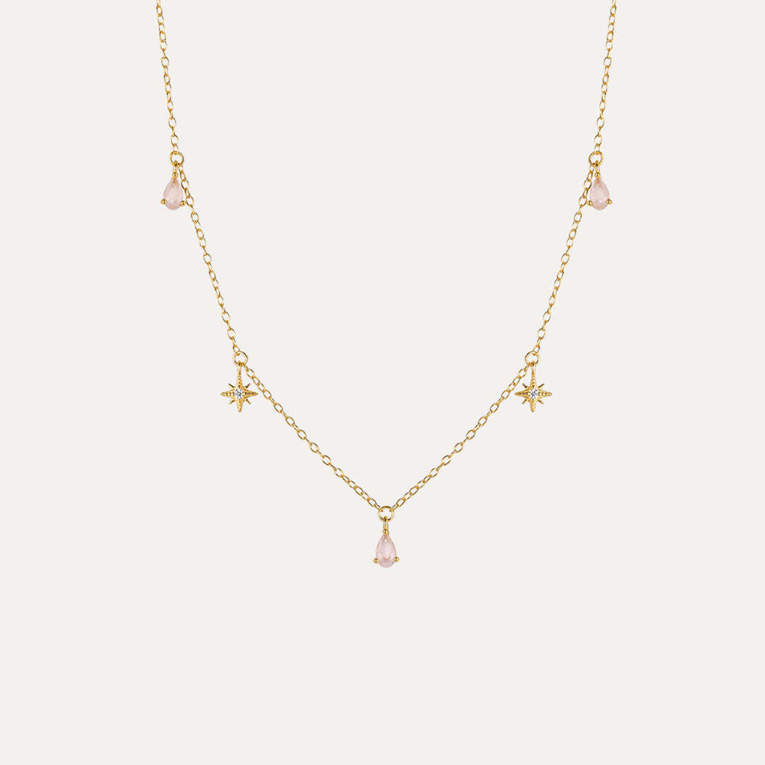 Olara Pink Zircon Anise Star Necklace-Olarajewelry