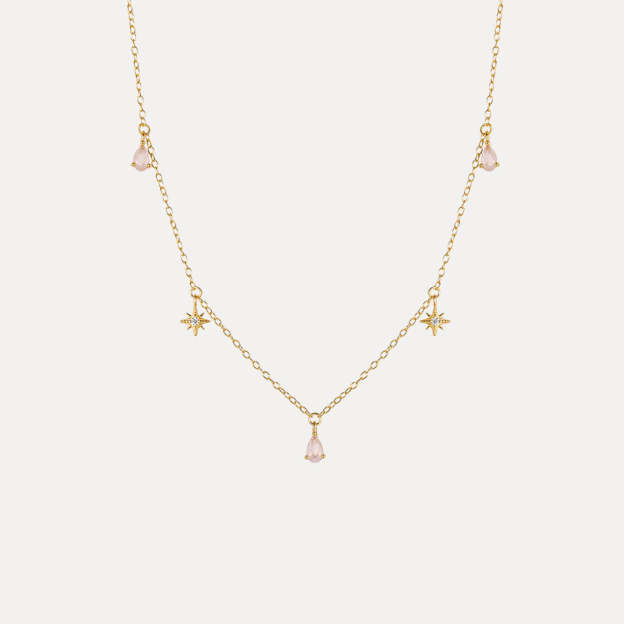 Olara Pink Zircon Anise Star Necklace-Olarajewelry