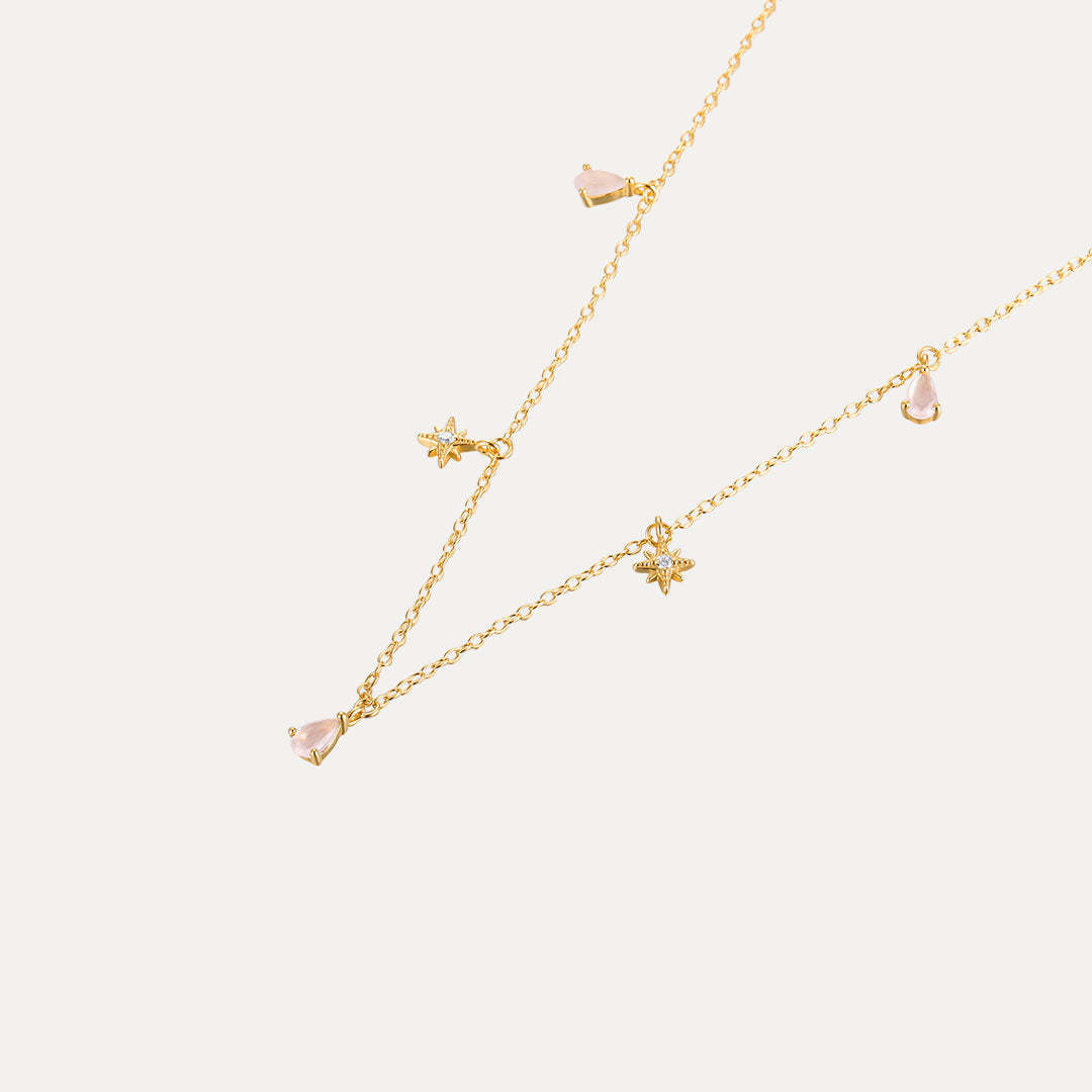 Olara Pink Zircon Anise Star Necklace-Olarajewelry
