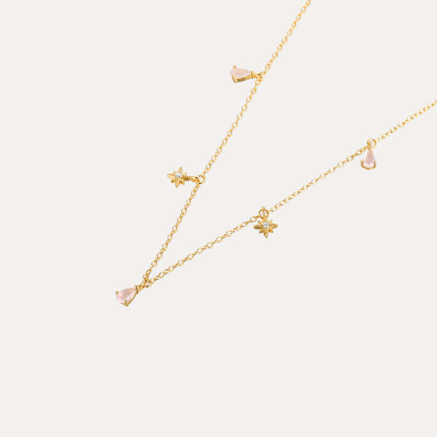 Olara Pink Zircon Anise Star Necklace-Olarajewelry