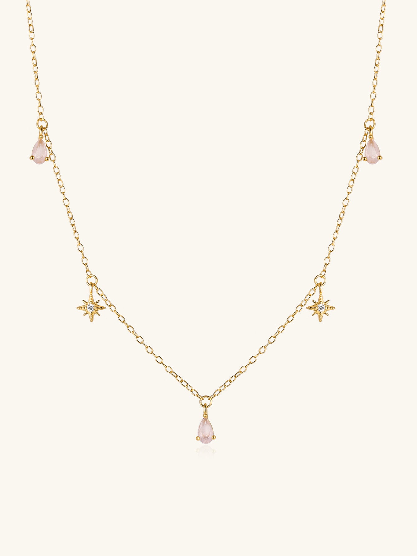 Olara Pink Zircon Anise Star Necklace-Olarajewelry