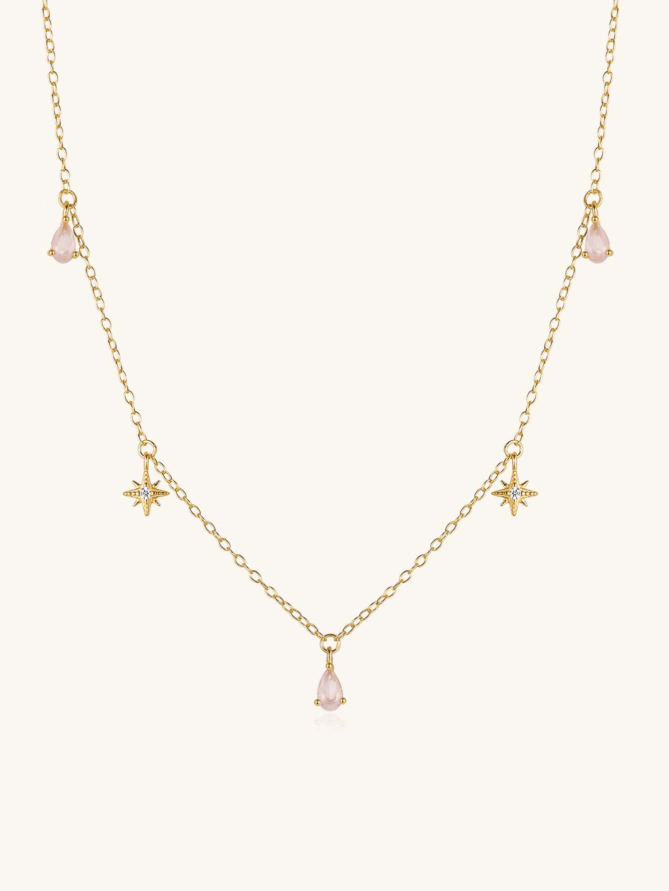 Olara Pink Zircon Anise Star Necklace-Olarajewelry