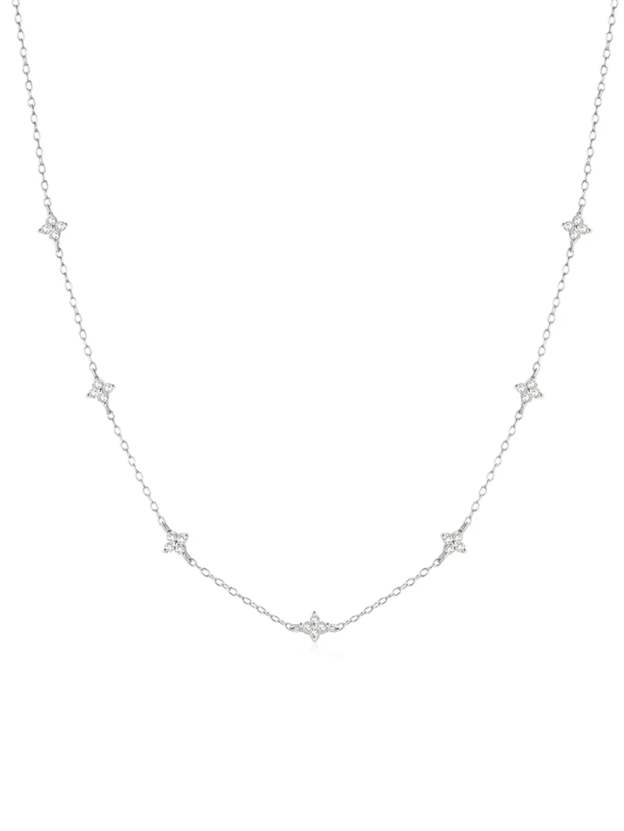 S925 Flower Zircon Stationed Chain Choker Necklace-Olarajewelry
