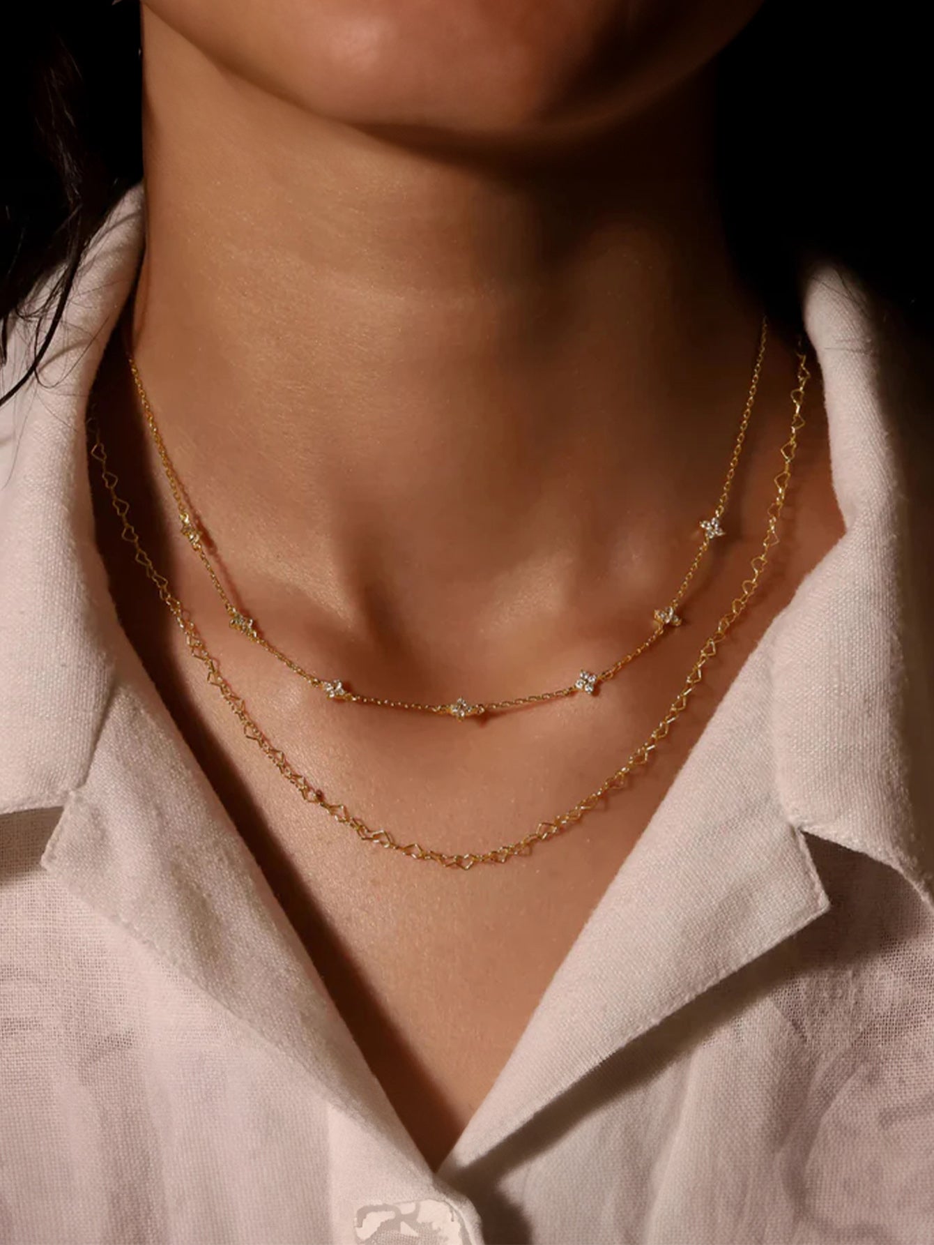 S925 Flower Zircon Stationed Chain Choker Necklace-Olarajewelry