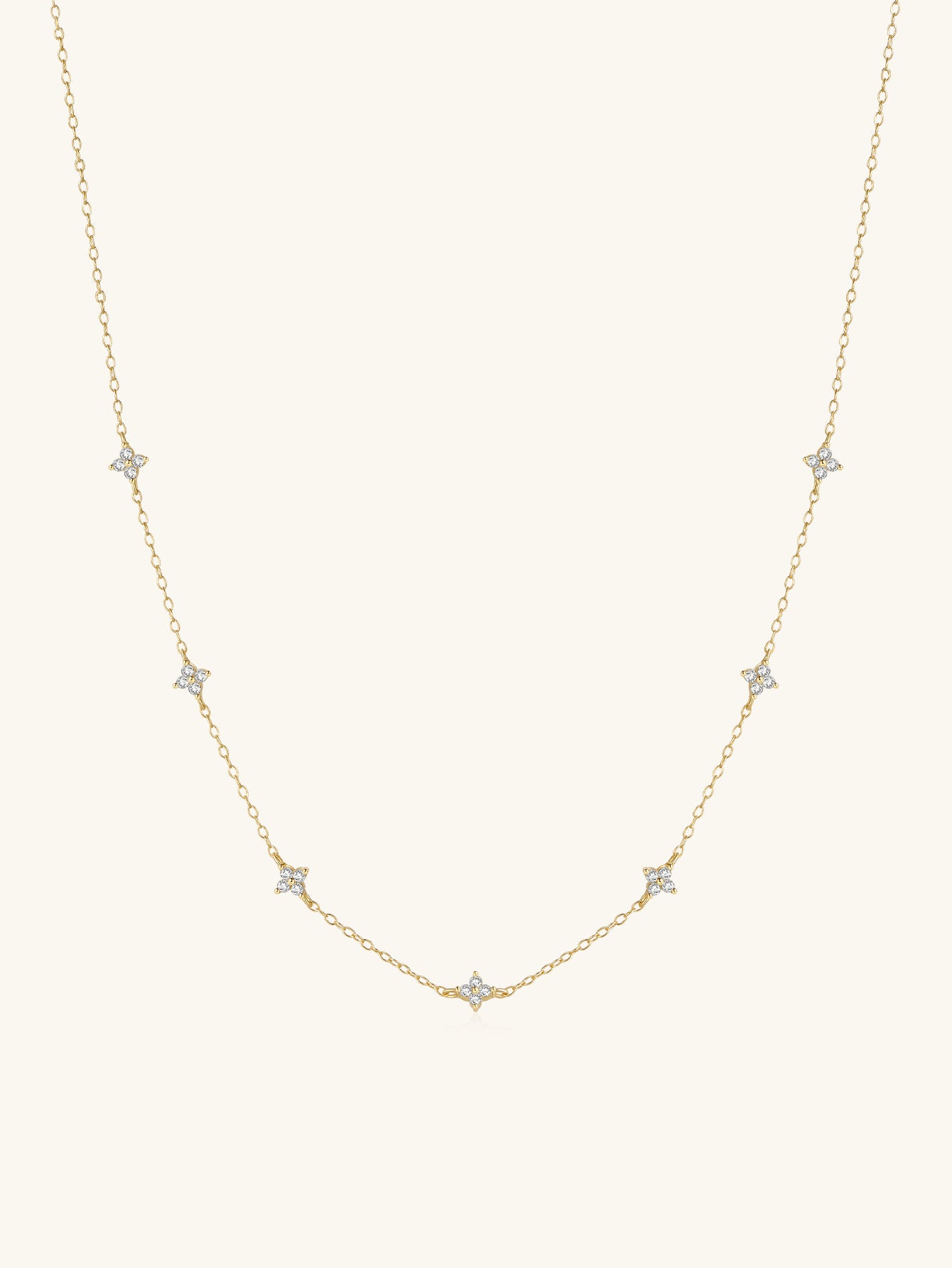 S925 Flower Zircon Stationed Chain Choker Necklace-Olarajewelry