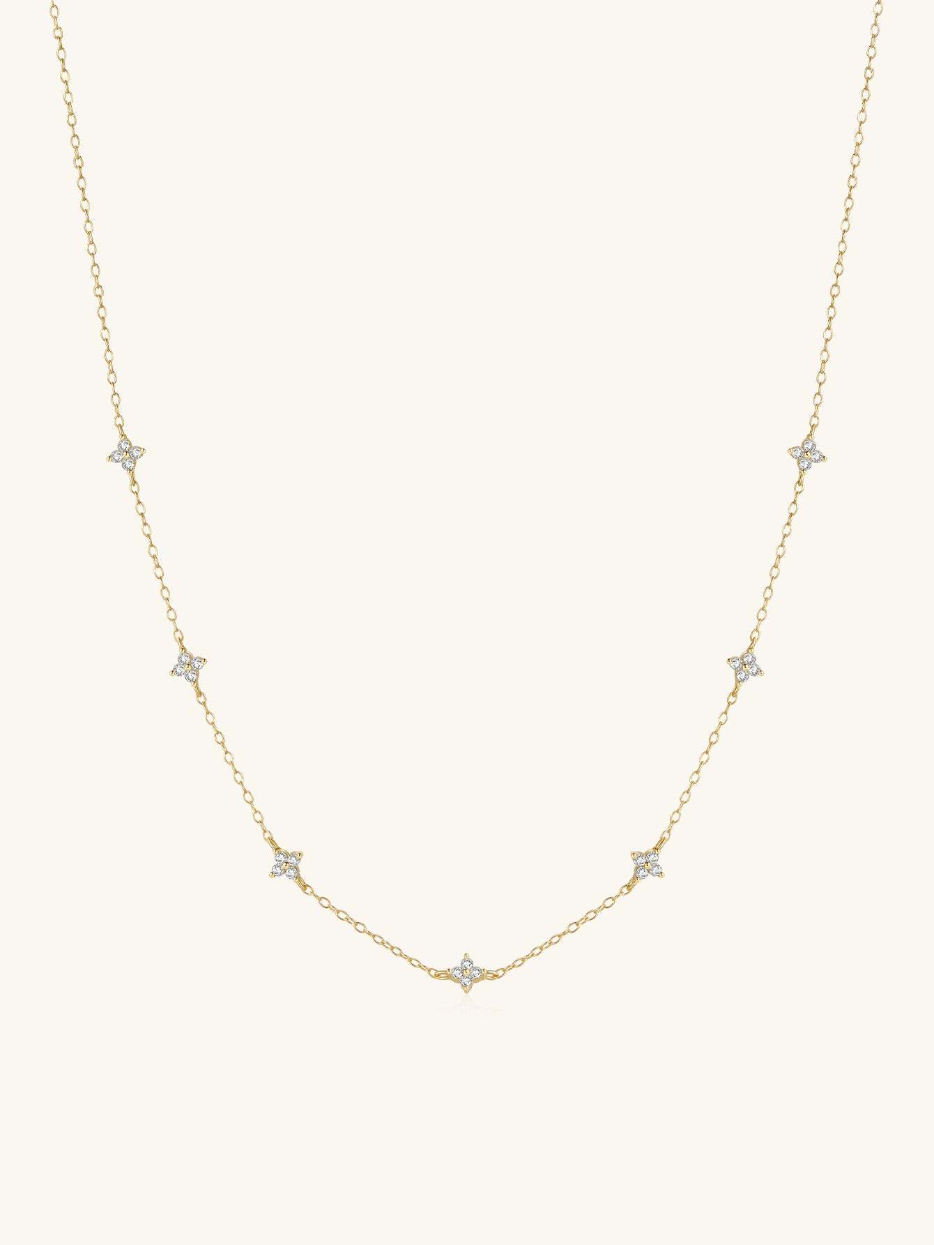 S925 Flower Zircon Stationed Chain Choker Necklace-Olarajewelry
