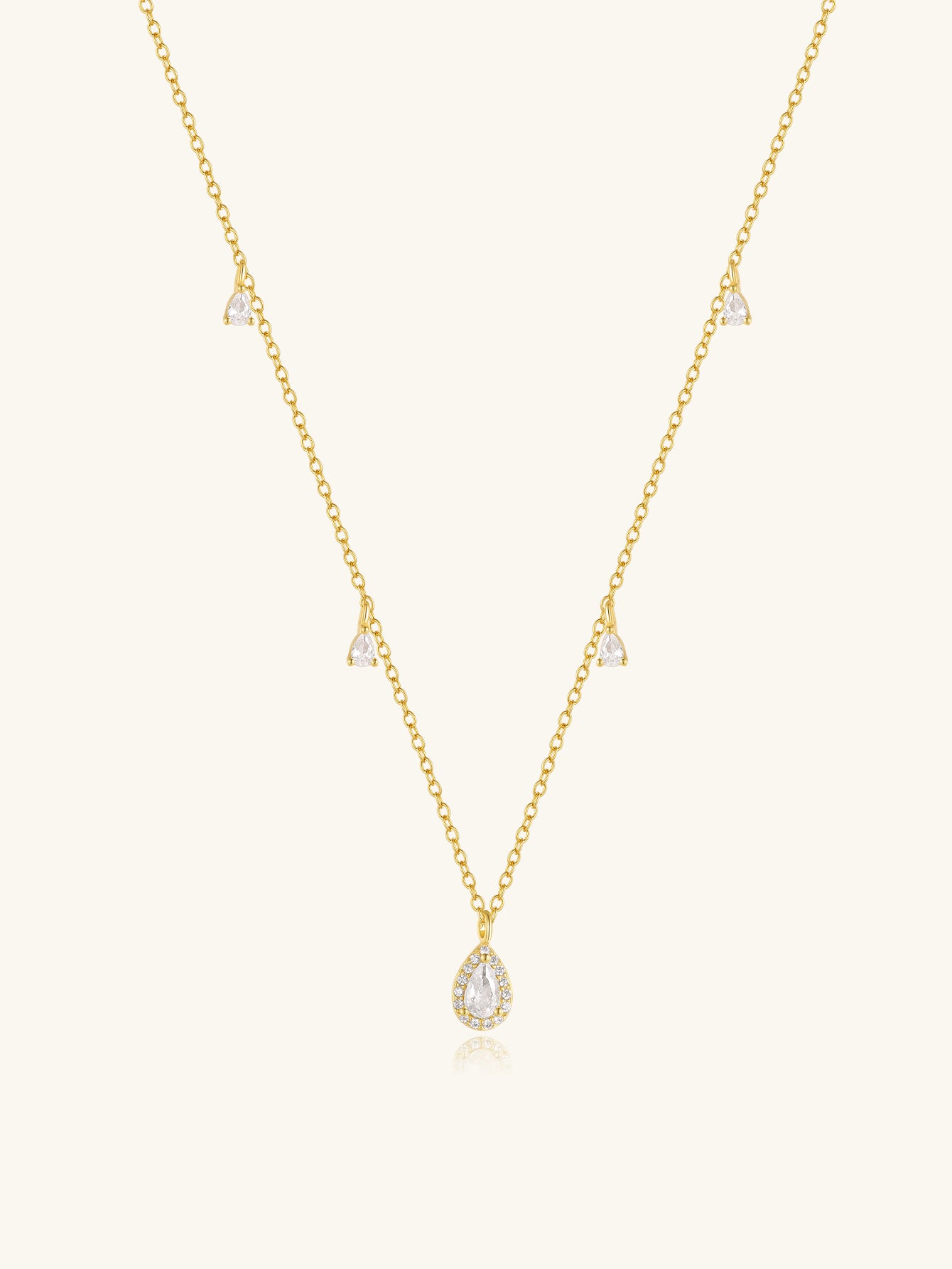 Olara S925 Pear Zircon Pendant Cable Chain Wedding Choker Necklace-Olarajewelry