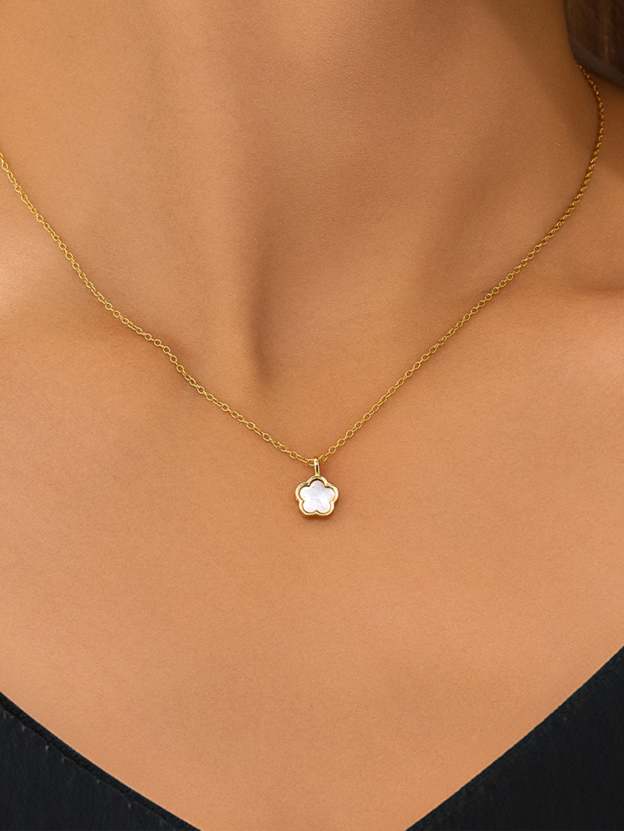 S925 Sterling Silver Delicate Five Petal Flower Classic Collarbone Necklace-Olarajewelry