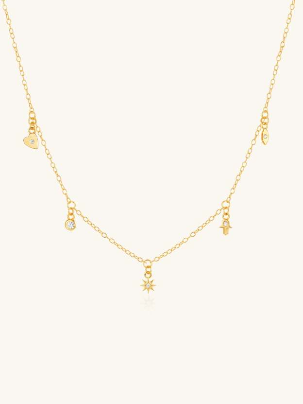 S925 Sterling Silver Geometric Eight-Pointed Star/Devil's Eye/Stacked Zirconia Necklace-Olarajewelry