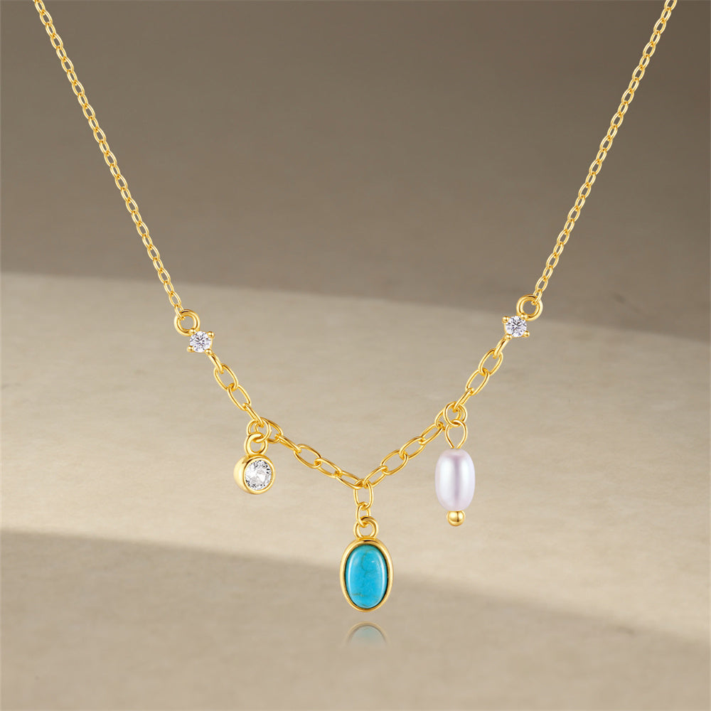 S925 Sterling Silver Multi-Element Spliced Zirconia Necklace-Olarajewelry