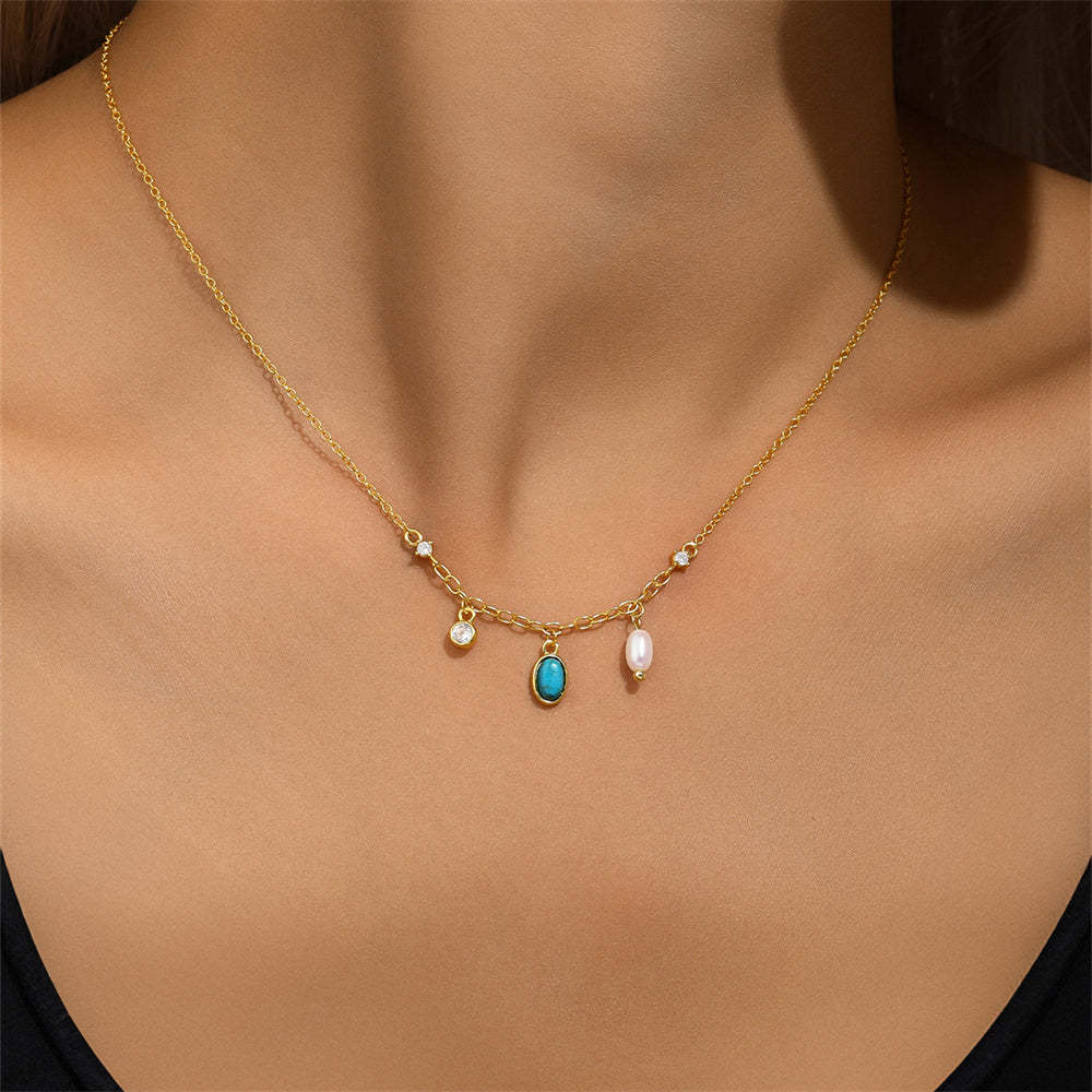 S925 Sterling Silver Multi-Element Spliced Zirconia Necklace-Olarajewelry