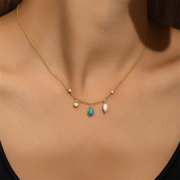 S925 Sterling Silver Multi-Element Spliced Zirconia Necklace-Olarajewelry