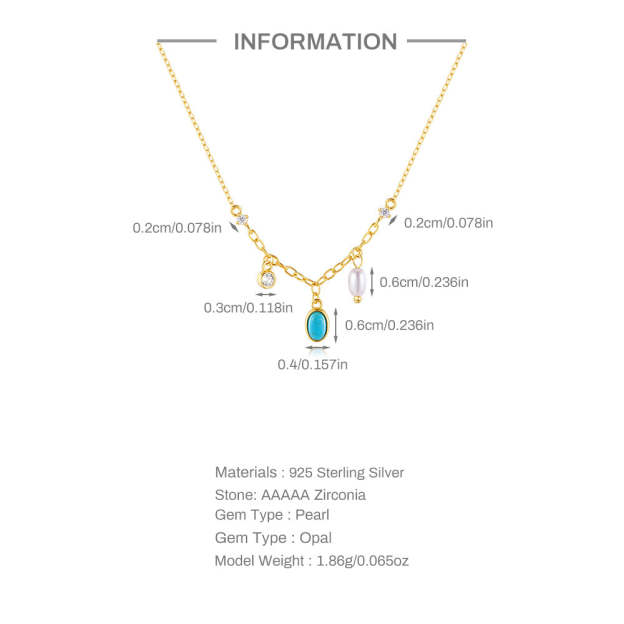 S925 Sterling Silver Multi-Element Spliced Zirconia Necklace-Olarajewelry