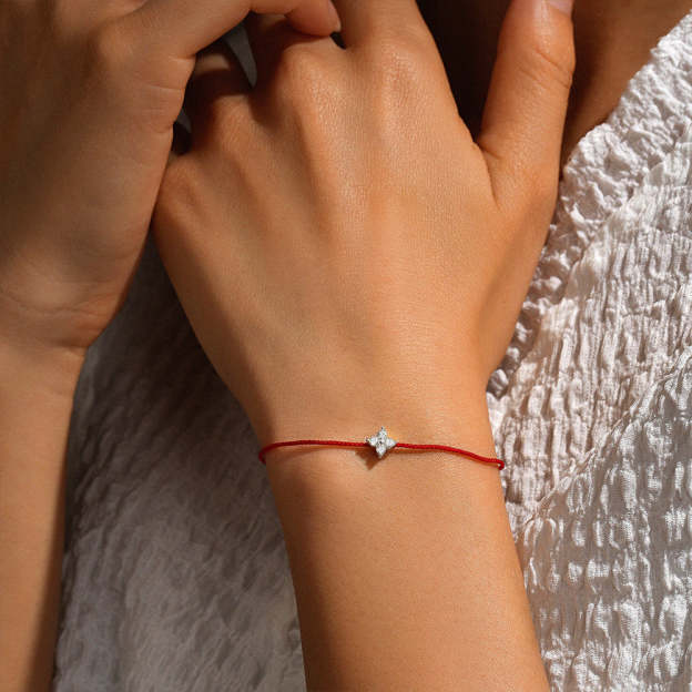 Olara 925 Sterling Silver Flower Zircon Dangle Summer Vacation Rope Bracelet-Olarajewelry