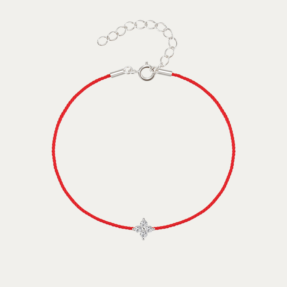 Olara 925 Sterling Silver Flower Zircon Dangle Summer Vacation Rope Bracelet-Olarajewelry