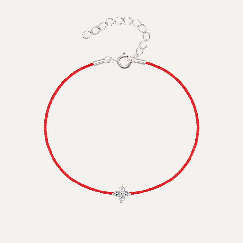 Olara 925 Sterling Silver Flower Zircon Dangle Summer Vacation Rope Bracelet-Olarajewelry