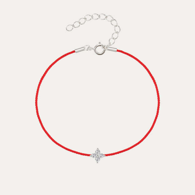 Olara 925 Sterling Silver Flower Zircon Dangle Summer Vacation Rope Bracelet-Olarajewelry