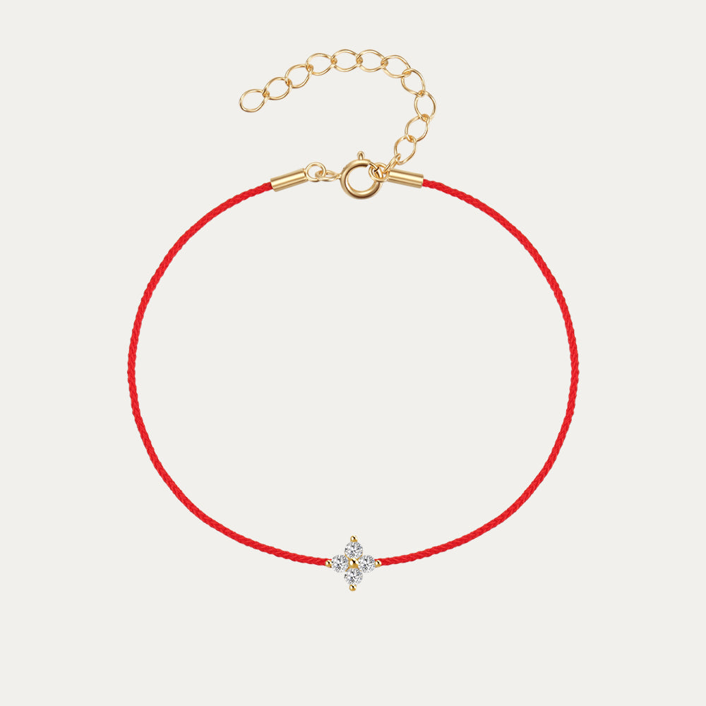 Olara 925 Sterling Silver Flower Zircon Dangle Summer Vacation Rope Bracelet-Olarajewelry