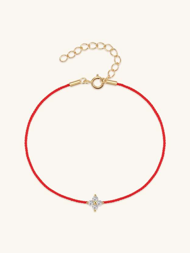 Olara 925 Sterling Silver Flower Zircon Dangle Summer Vacation Rope Bracelet-Olarajewelry