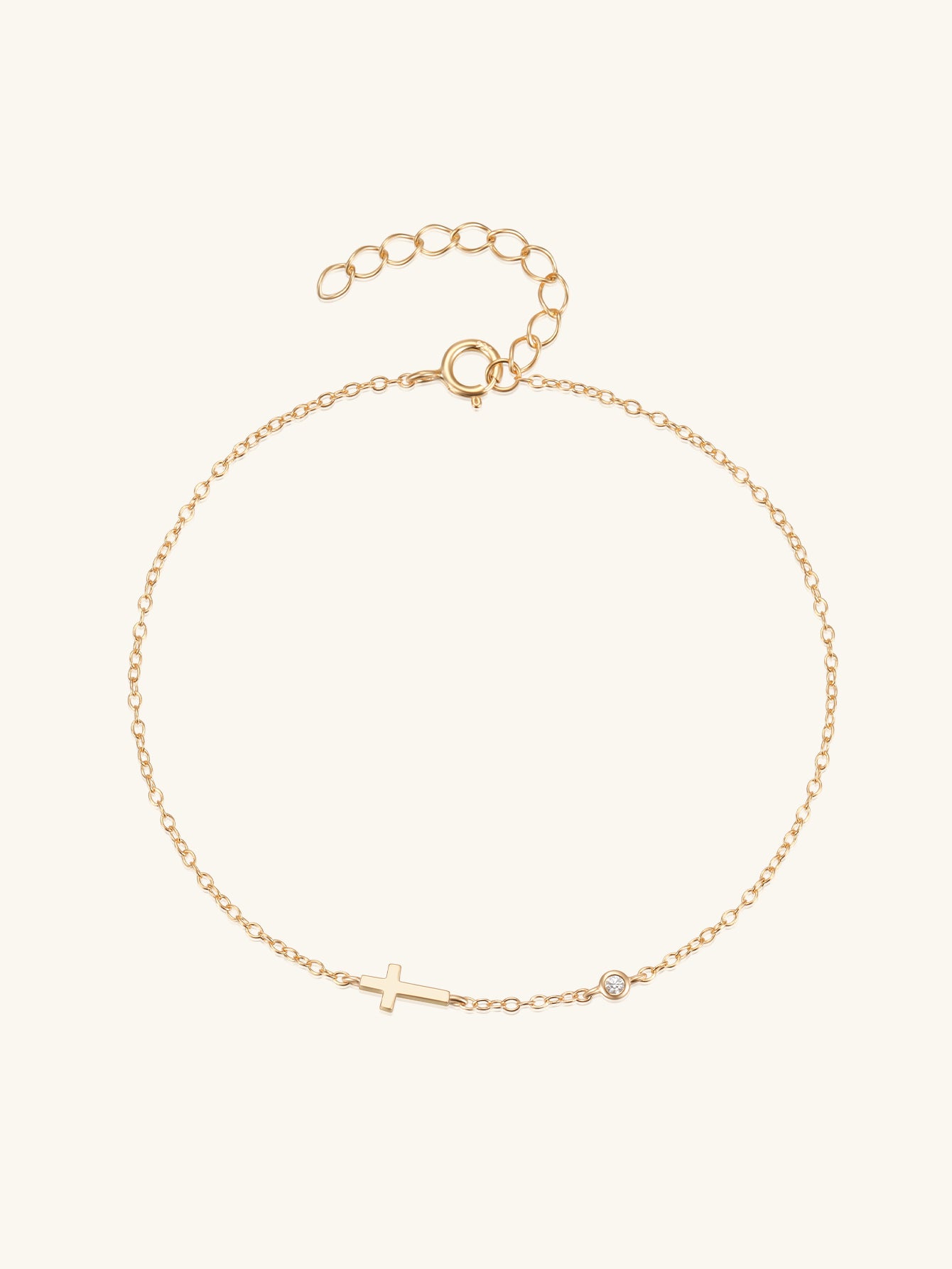 Olara 925 Sterling Silver Zircon Cross-shaped Pendant Women Daily Wear Chain Bracelet-Olarajewelry