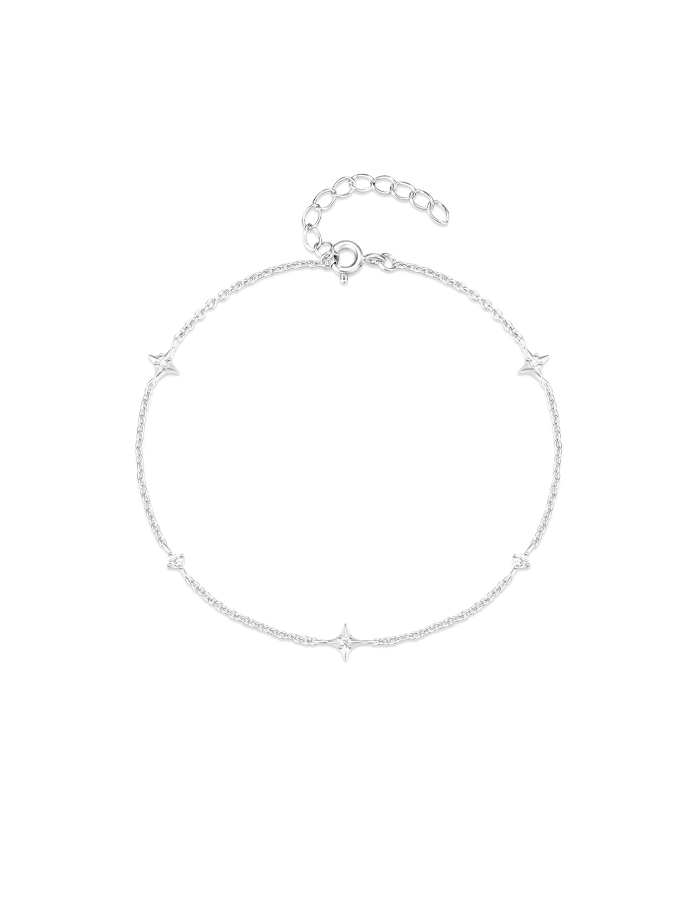 S925 Four Pointed Star Zircon Stacking Bracelet-Olarajewelry