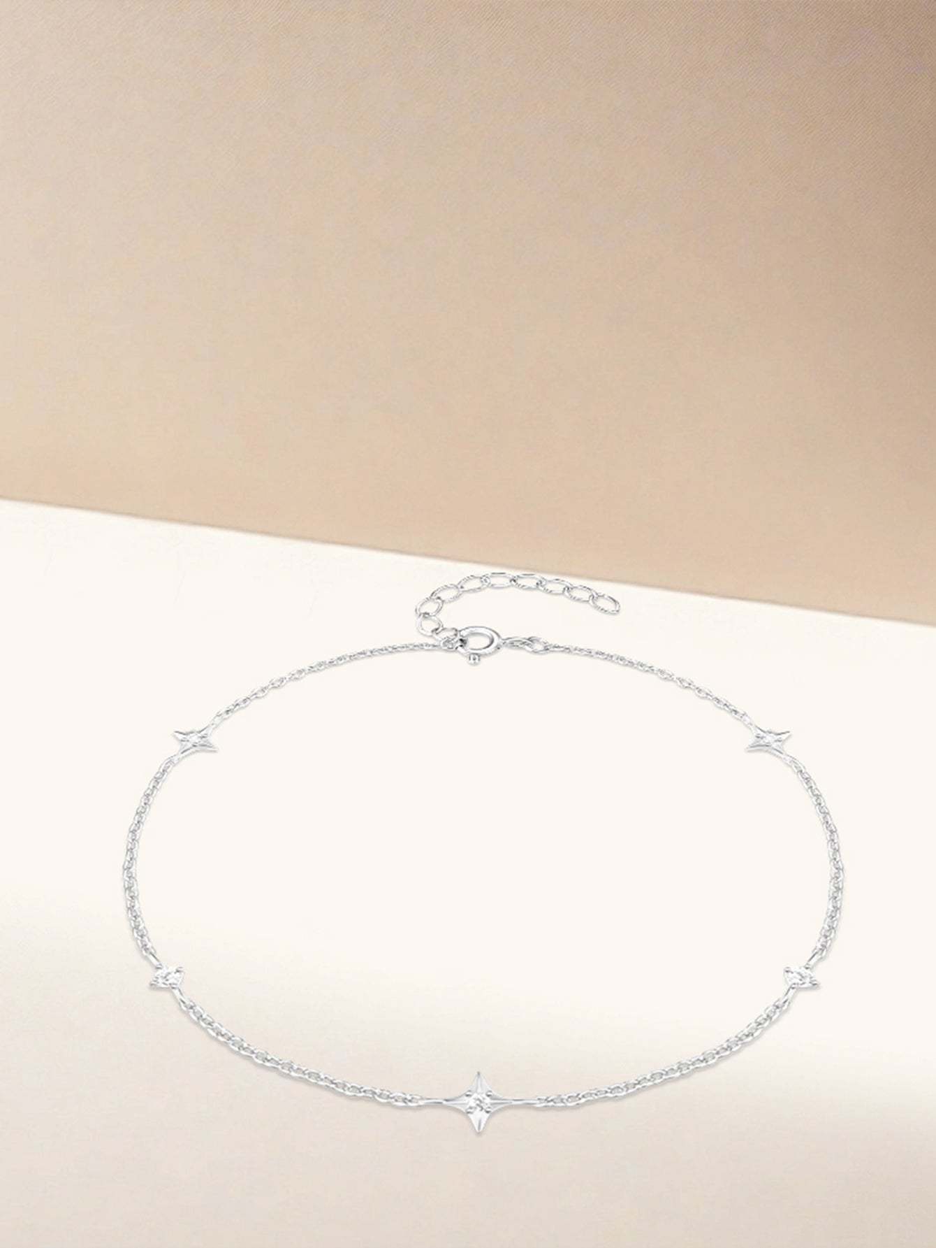 S925 Four Pointed Star Zircon Stacking Bracelet-Olarajewelry
