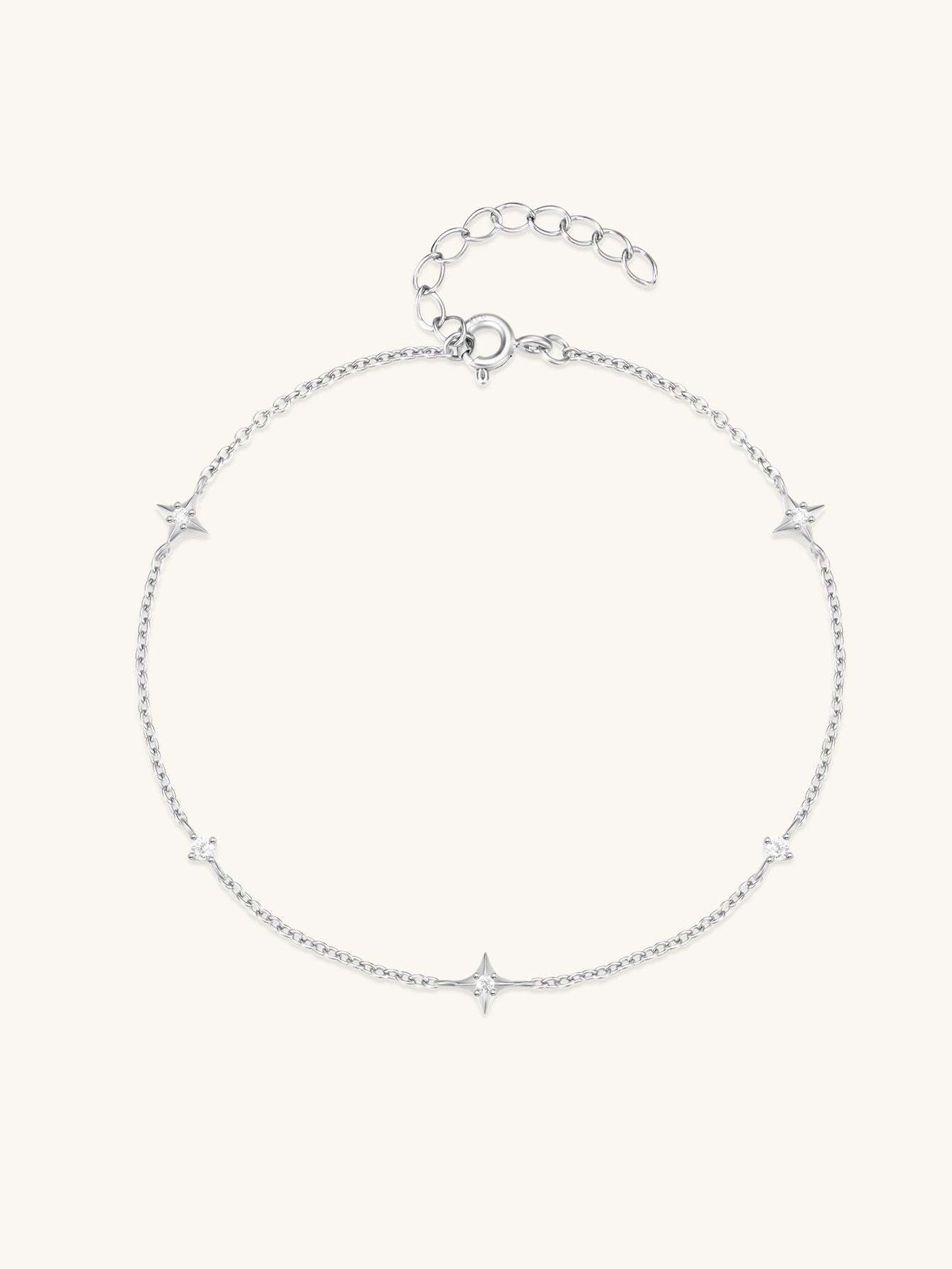 S925 Four Pointed Star Zircon Stacking Bracelet-Olarajewelry