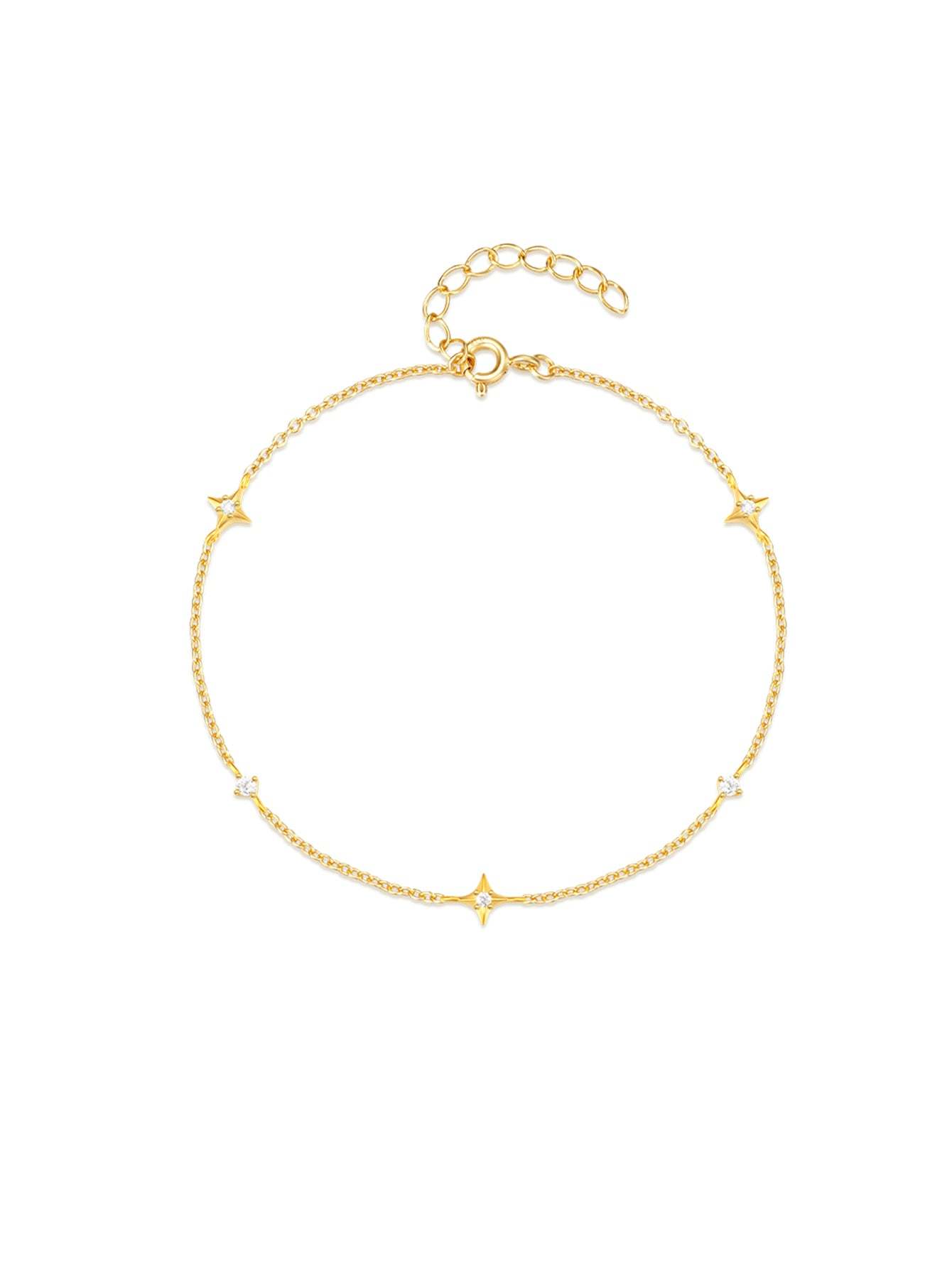 S925 Four Pointed Star Zircon Stacking Bracelet-Olarajewelry