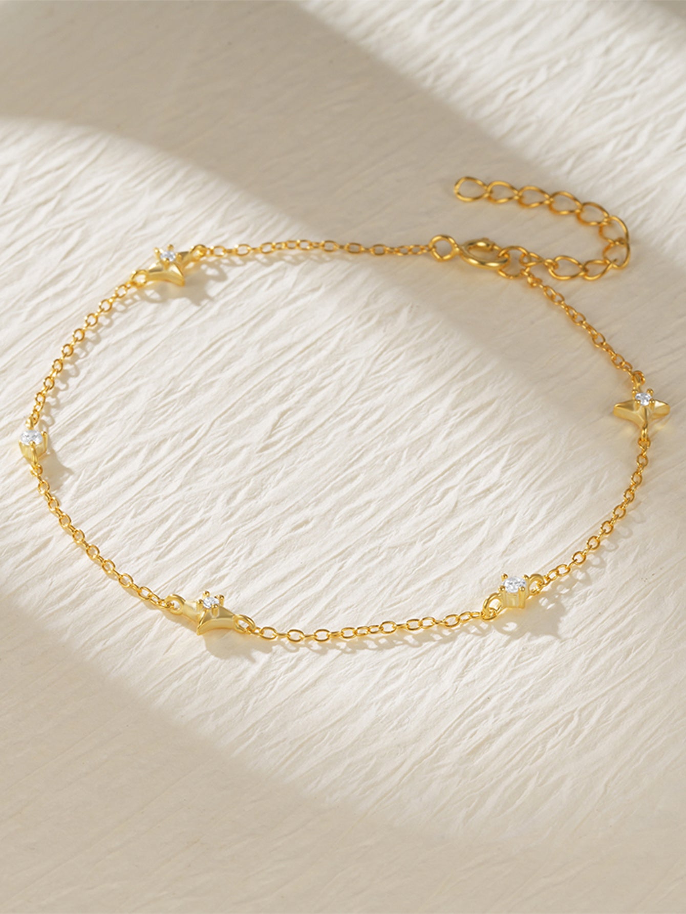 S925 Four Pointed Star Zircon Stacking Bracelet-Olarajewelry