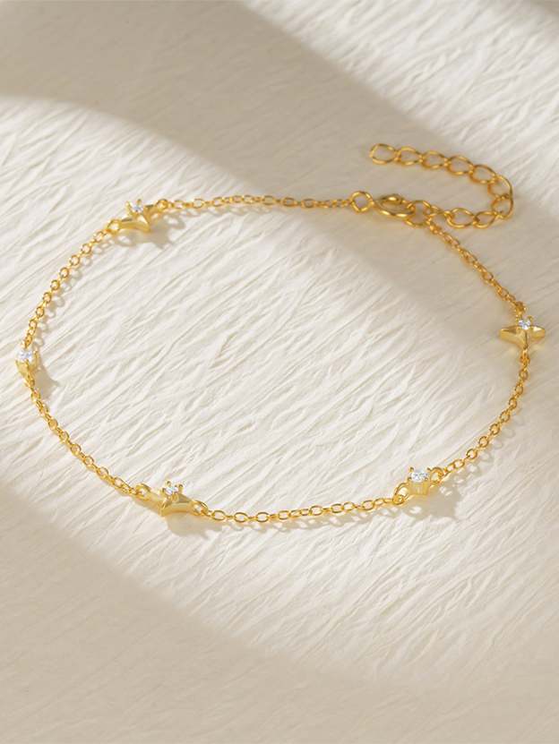 S925 Four Pointed Star Zircon Stacking Bracelet-Olarajewelry