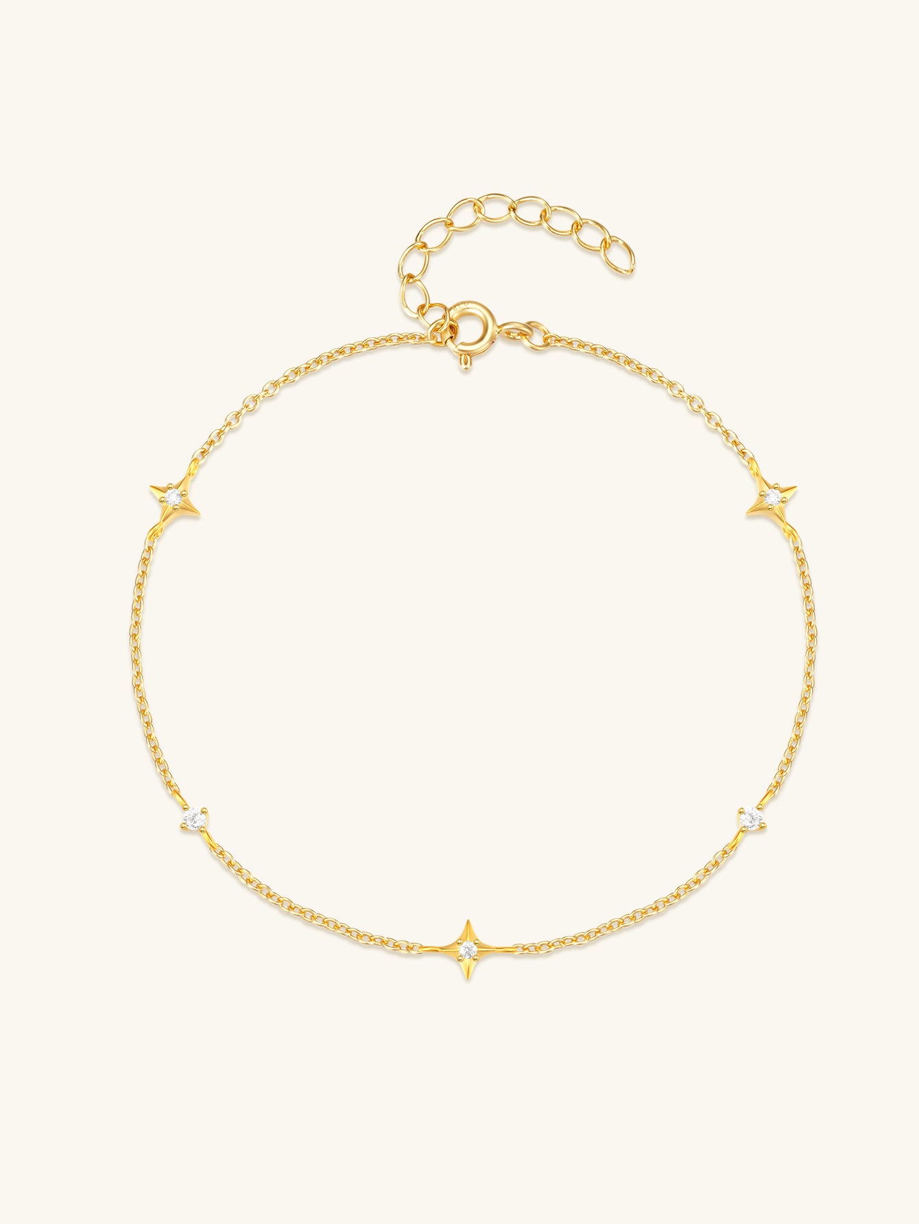 S925 Four Pointed Star Zircon Stacking Bracelet-Olarajewelry