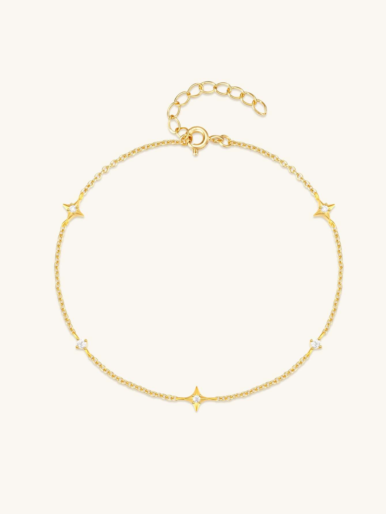 S925 Four Pointed Star Zircon Stacking Bracelet-Olarajewelry