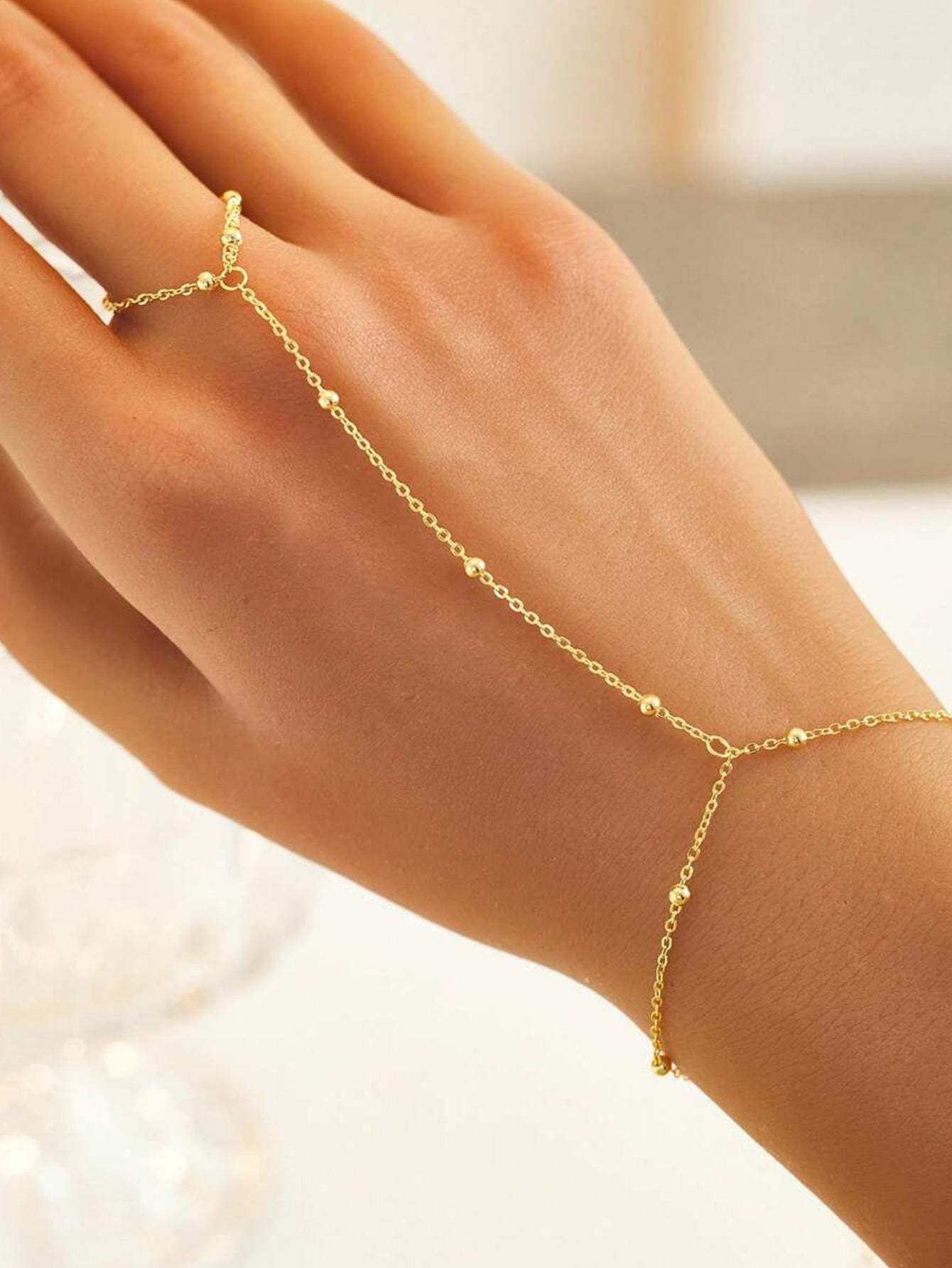 S925 Trendy Bead Satellite Cross-shaped Hand Link Chain Bracelet-Olarajewelry