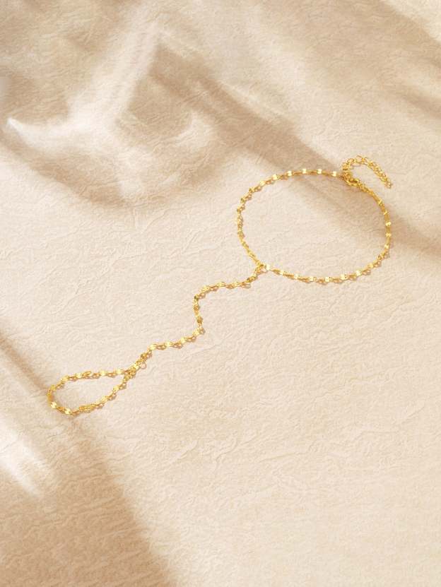 S925 Moodear Dainty Gold Ring Hand Chain Bracelet-Olarajewelry