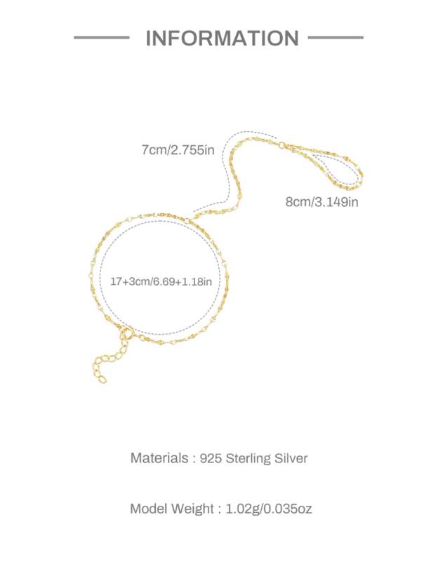 S925 Moodear Dainty Gold Ring Hand Chain Bracelet-Olarajewelry