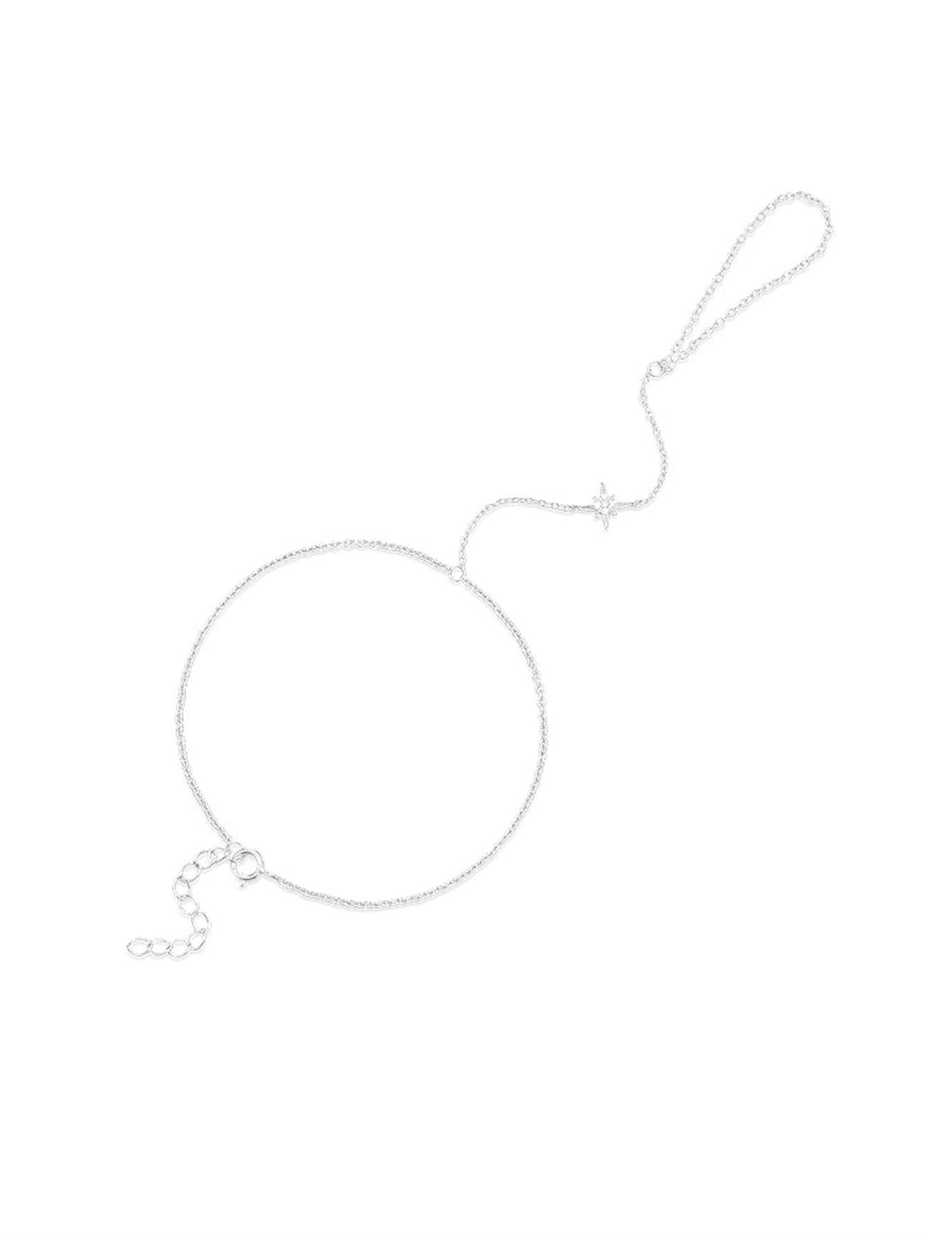 S925 Shining Pentagram Ring Hand Chain Bracelet-Olarajewelry