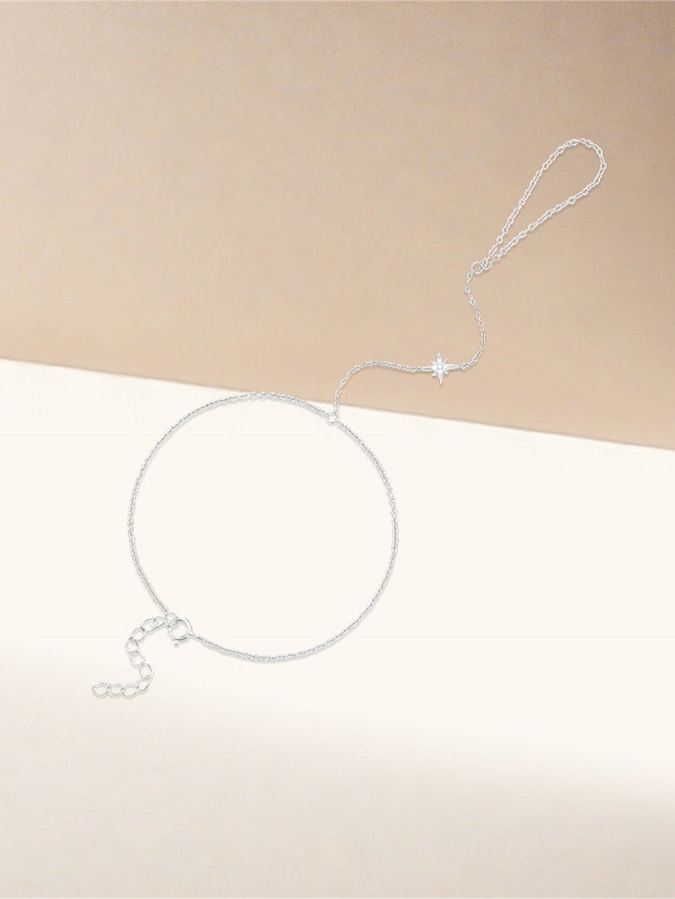 S925 Shining Pentagram Ring Hand Chain Bracelet-Olarajewelry