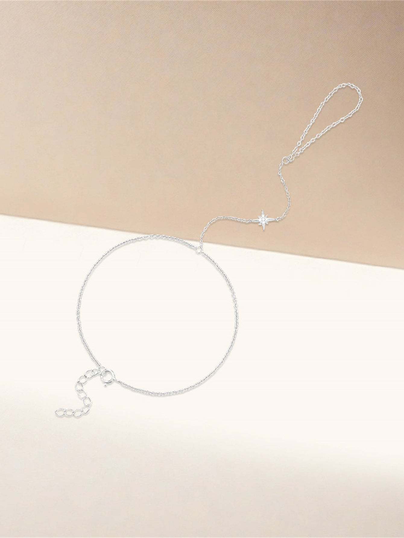 S925 Shining Pentagram Ring Hand Chain Bracelet-Olarajewelry