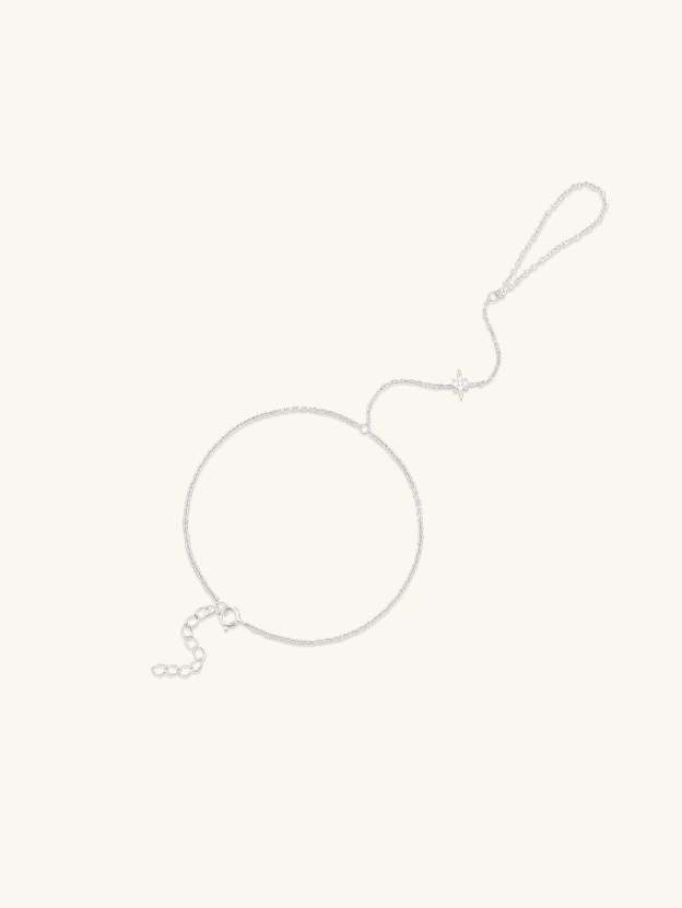 S925 Shining Pentagram Ring Hand Chain Bracelet-Olarajewelry