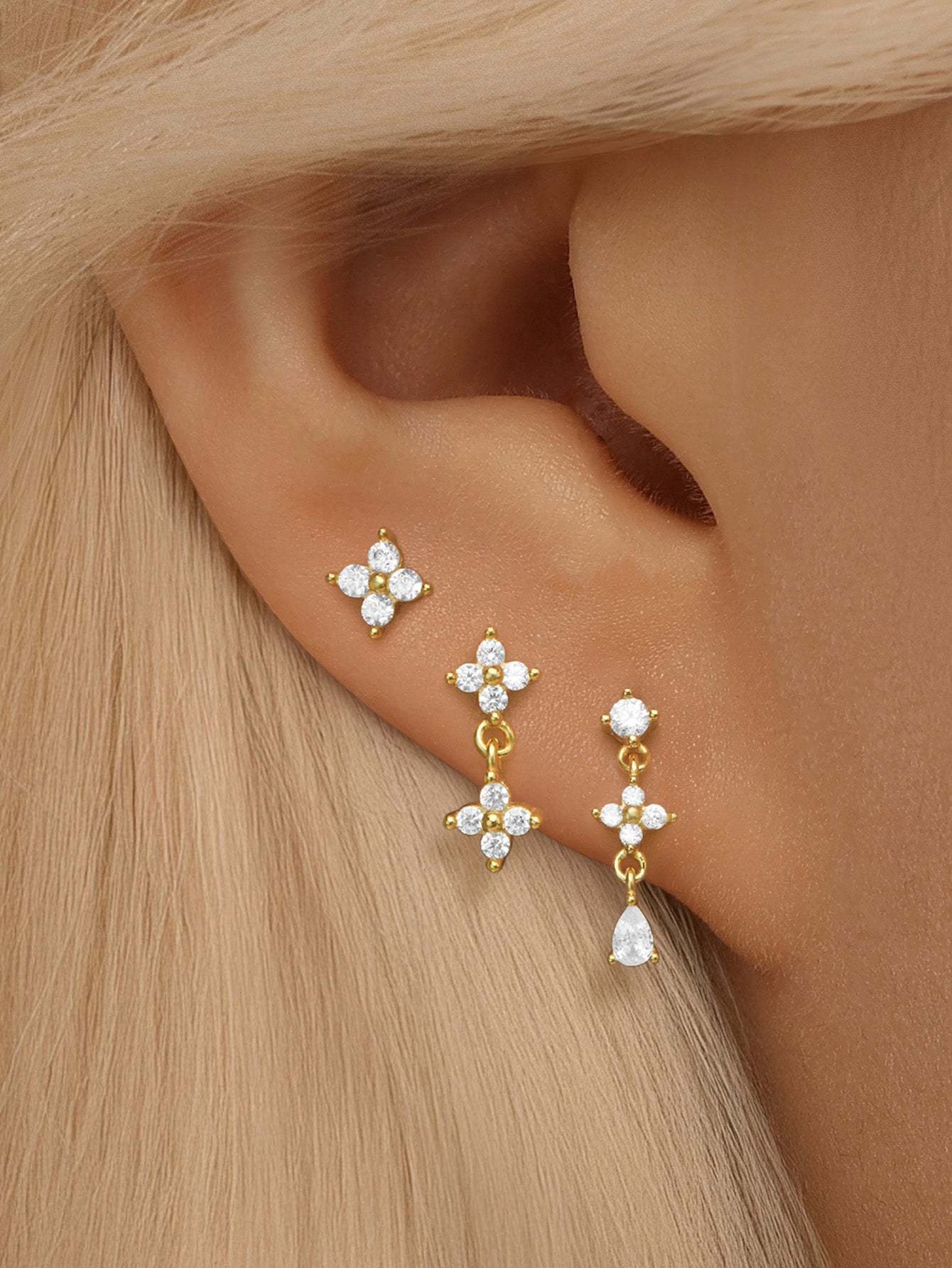 S925 Sterling Silver Flower Pendant Earring Series-Olarajewelry
