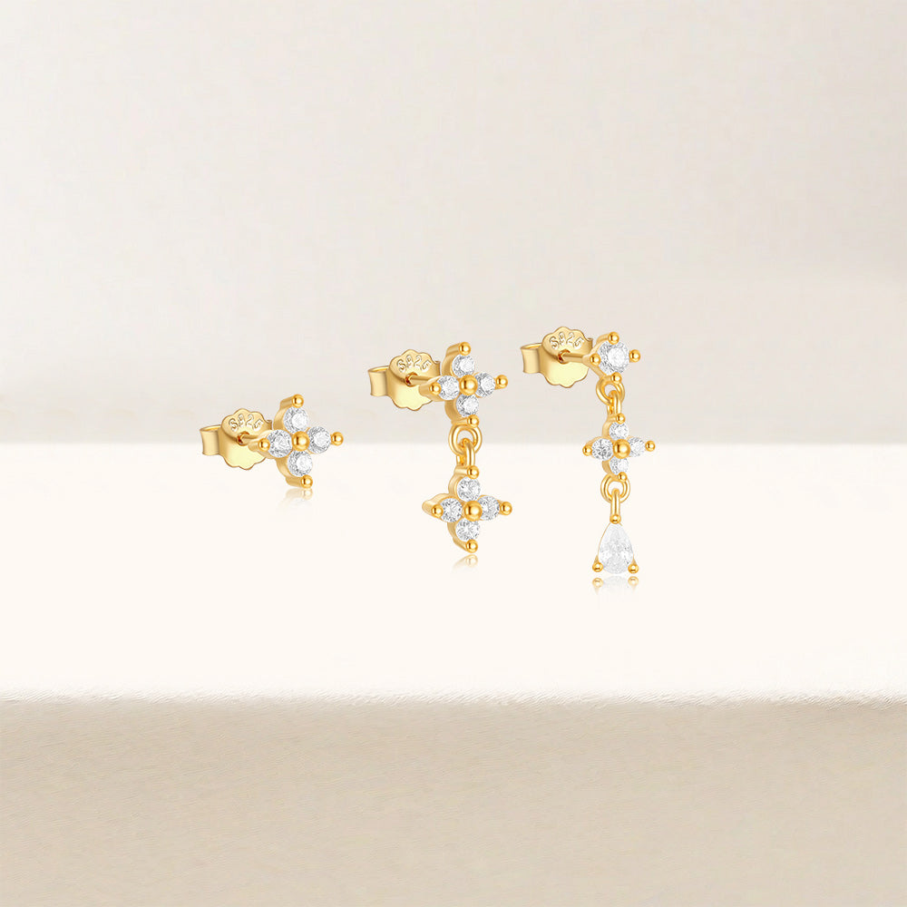 S925 Sterling Silver Flower Pendant Earring Series-Olarajewelry