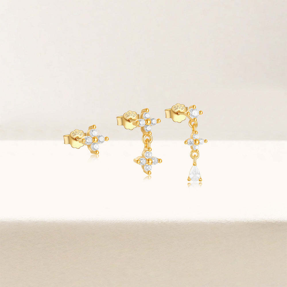 S925 Sterling Silver Flower Pendant Earring Series-Olarajewelry
